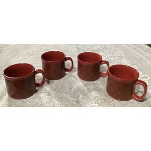 Set of 4 Red Plaid Mugs Coffee Cups Dat'l Do It Inc.